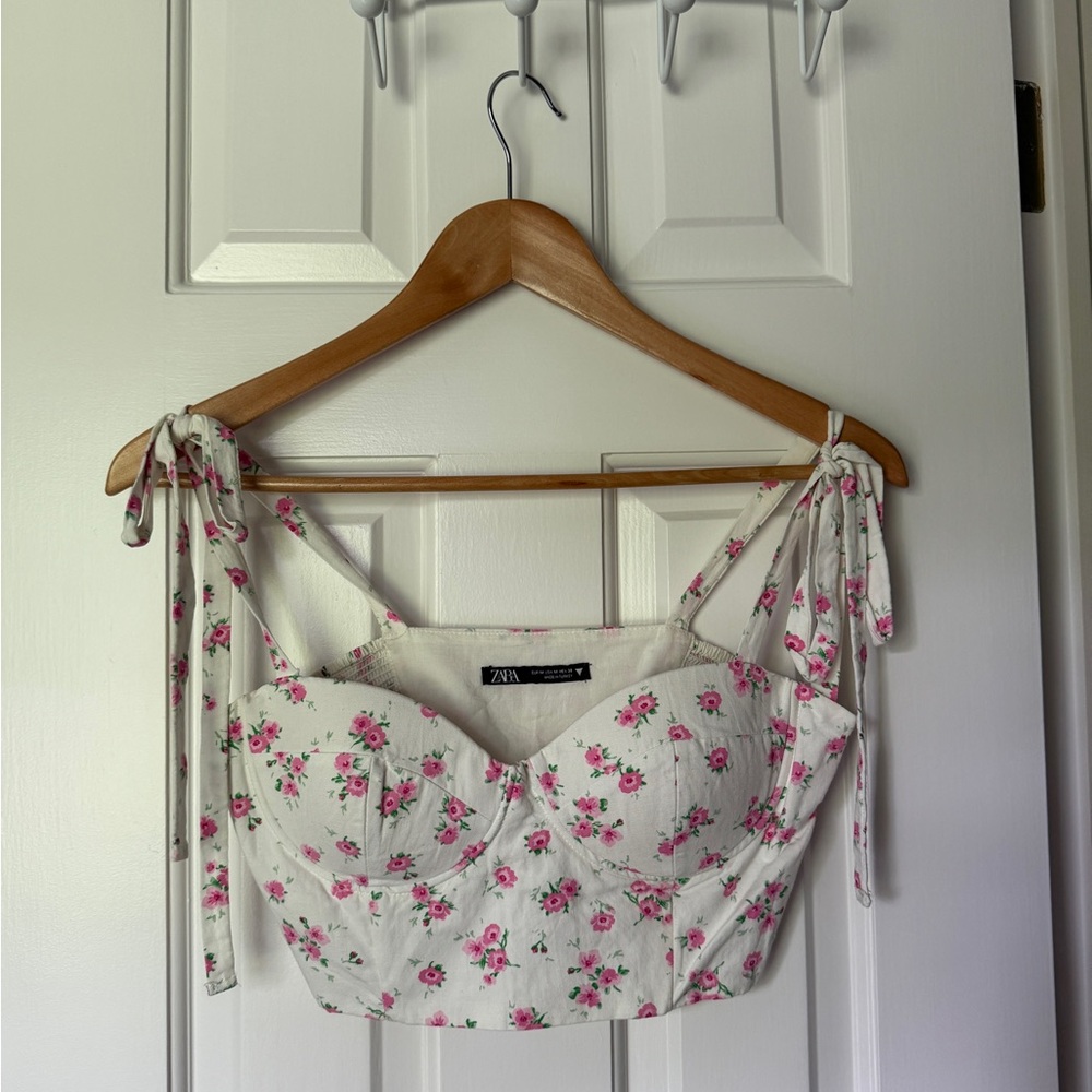 Floral Pink Crop Top by Zara